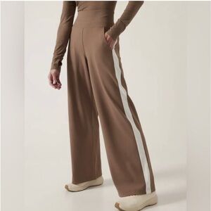 Athleta Brown Wide Leg Pants with White Stripe